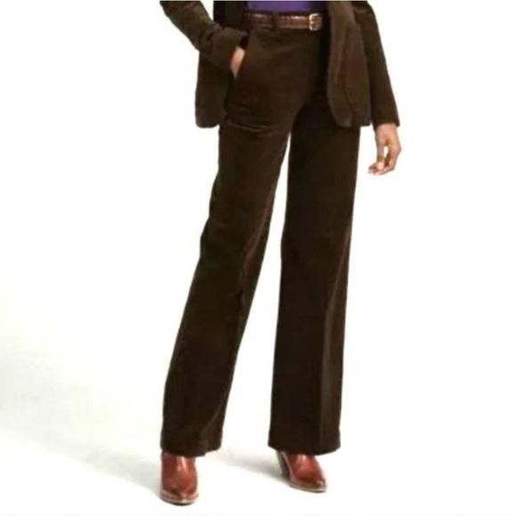 Lands End New Tags High Rise Straight Brown Corduroy Pants size 18 - Picture 2 of 7